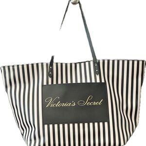 Victoria's Secret Black and White Striped Tote Bag